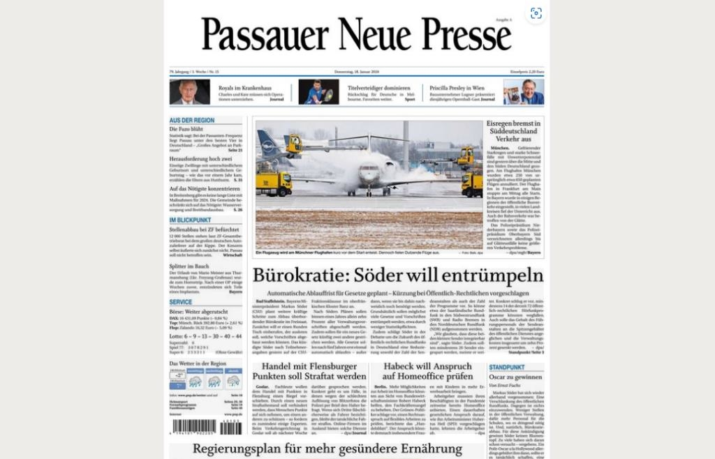 Glatteis behindert Zeitungszusteller: ePaper der PNP frei zugänglich